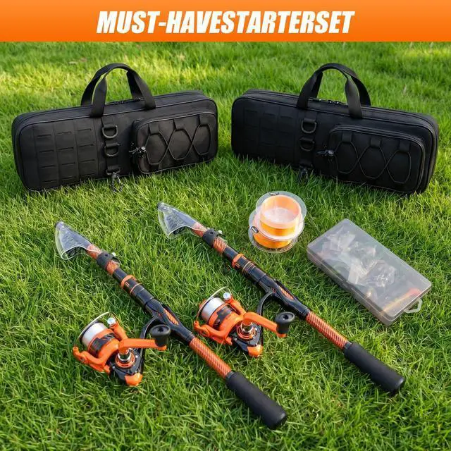 Alt view image 6 of 7 - Fishing Rod and Reel Combos, Telescopic Fishing Rod, 2PCS Spinning Reel Set with Carrier Bag, Freshwater Fishing Rod and Reel Combos Kits for Saltwater and Freshwater Fishing