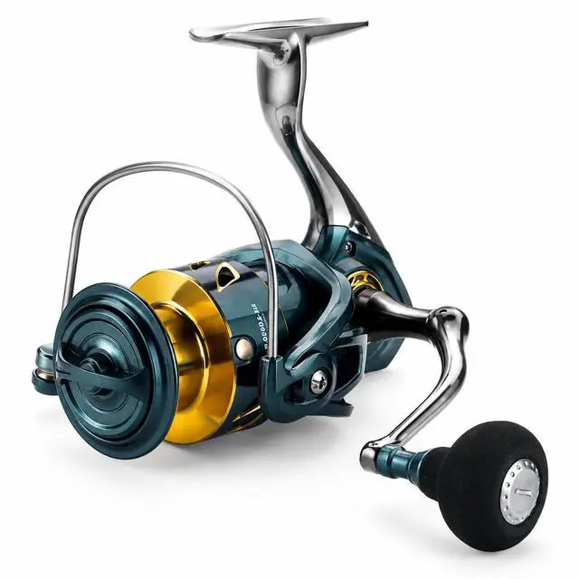Alt view image 3 of 7 - Spinning Fishing Reel 33LBs Max Drag, 5.2:1 Gear Ratio, Water Resistant with 9+1 Corrosion-Resistant Bearings for Bass, Trout, Salmon Fishing