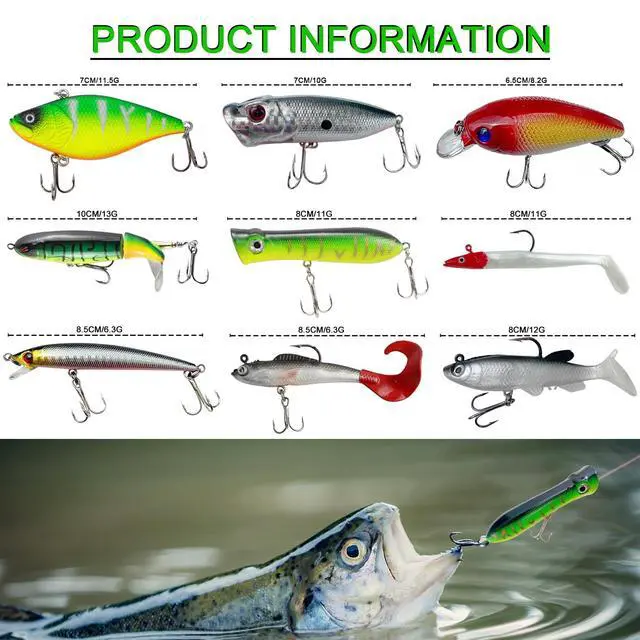 Alt view image 4 of 7 - Fishing Lures Kit with Tackle Box Included Crankbait, Minnow, Spinnerbaits, Spoons, Soft Lures, Jigs, Hooks, Bait Rigs, Weights Sinkers, Topwater Lures Freshwater Saltwater 346/353Pcs