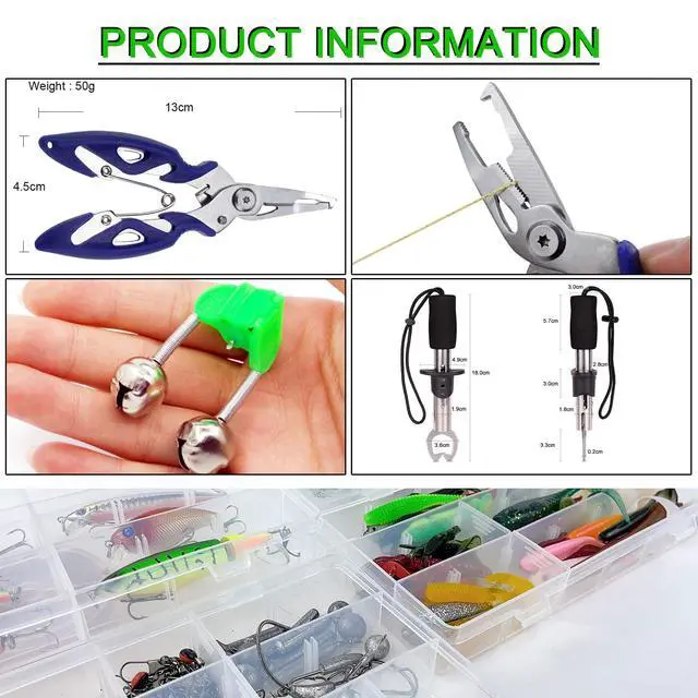 Alt view image 7 of 7 - Fishing Lures Kit with Tackle Box Included Crankbait, Minnow, Spinnerbaits, Spoons, Soft Lures, Jigs, Hooks, Bait Rigs, Weights Sinkers, Topwater Lures Freshwater Saltwater 346/353Pcs