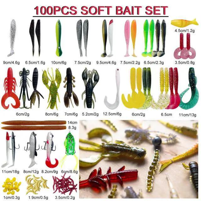 Alt view image 4 of 7 - Fishing Lures Kit with Tackle Box Included Crankbait, Minnow, Spinnerbaits, Spoons, Soft Lures, Jigs, Hooks, Bait Rigs, Weights Sinkers, Topwater Lures Freshwater Saltwater 346/353Pcs