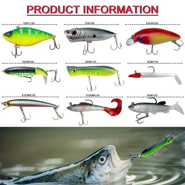 Alt view image 3 of 7 - Fishing Lures Kit with Tackle Box Included Crankbait, Minnow, Spinnerbaits, Spoons, Soft Lures, Jigs, Hooks, Bait Rigs, Weights Sinkers, Topwater Lures Freshwater Saltwater 346/353Pcs