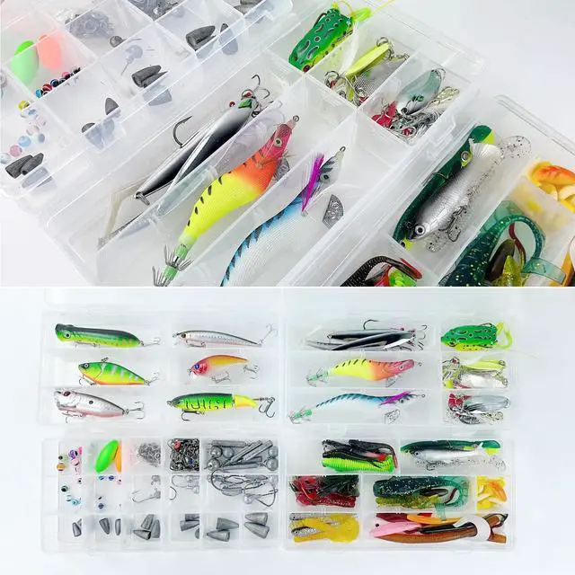 Alt view image 7 of 7 - Fishing Lures Kit with Tackle Box Included Crankbait, Minnow, Spinnerbaits, Spoons, Soft Lures, Jigs, Hooks, Bait Rigs, Weights Sinkers, Topwater Lures Freshwater Saltwater 346/353Pcs