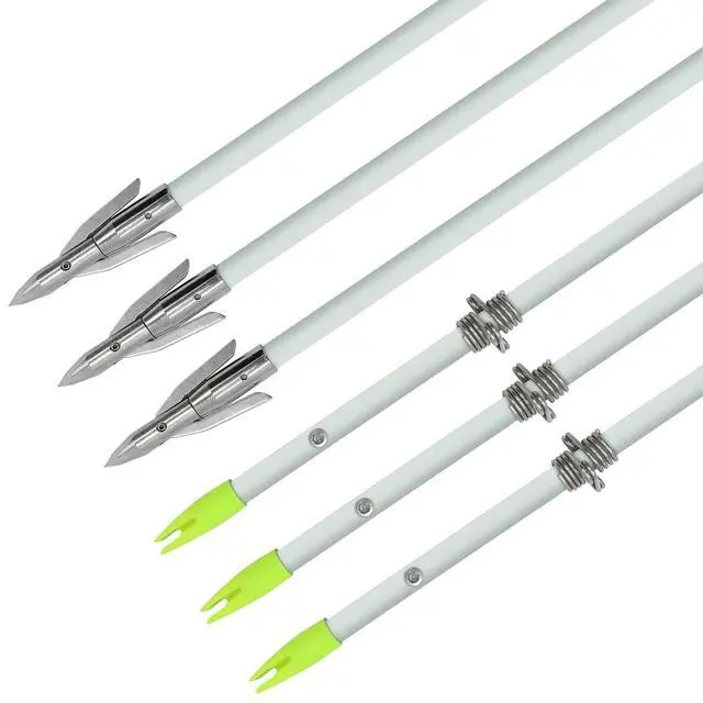Alt view image 5 of 7 - 6 PCS/12PCS 36 Inch Bowfishing Arrows 8mm Fishing Arrow Fiberglass Arrow with Broadhead for Slingshot Archery Hunting Fishing