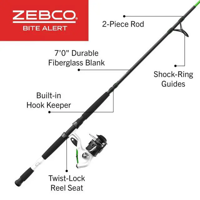 Alt view image 2 of 7 - Bite Alert Spinning Reel and 2-Piece Fishing Rod Combo