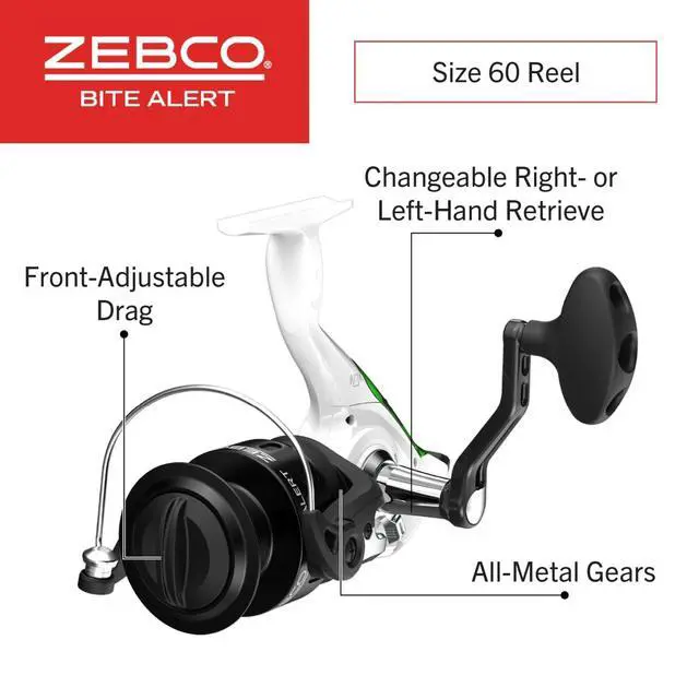 Alt view image 3 of 7 - Bite Alert Spinning Reel and 2-Piece Fishing Rod Combo