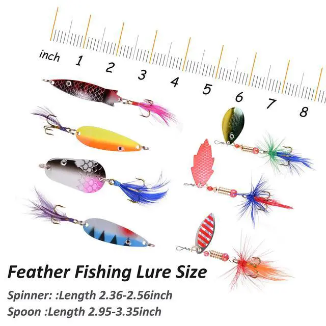 Alt view image 7 of 7 - Rooster Bait Tail Fishing Lures Kit Spinner Baits Trout Lures Spoon Lures Bass Lures Hard Bait Bass Lures Crankbaits for Bass Pike Trout Salmon Crappie Walleye Fishing