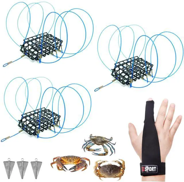 Main image of 6-Loops Crab Trap for Fishing Pole, Crab Snare for Dungeness, Rock and Blue Crabs (3 Pack Cage)