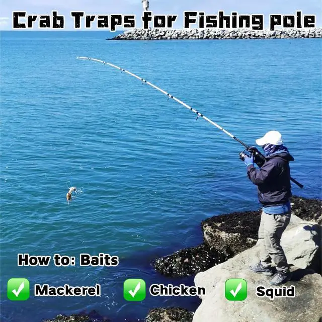 Alt view image 6 of 6 - 6-Loops Crab Trap for Fishing Pole, Crab Snare for Dungeness, Rock and Blue Crabs (3 Pack Cage)