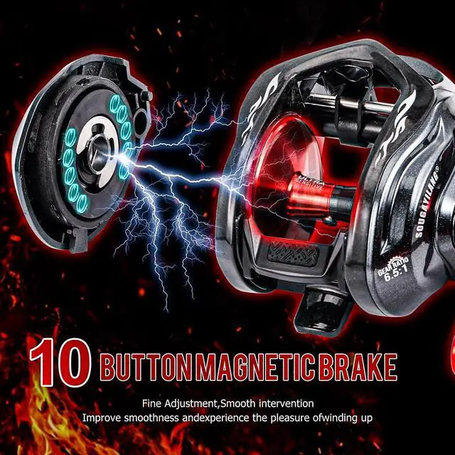 Alt view image 7 of 7 - Baitcasting Reel, 7.0:1 Gear Ratio Super Smooth Power, 9 + 1 Shielded Ball Bearings Anti-Corrosion Baitcaster Reel Fishing Reel