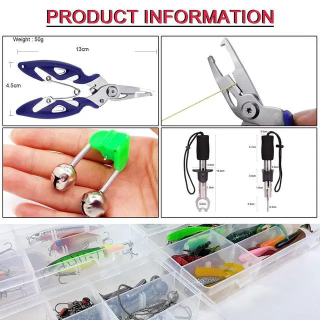 Alt view image 6 of 7 - Fishing Lures Kit with Tackle Box Included Crankbait, Minnow, Spinnerbaits, Spoons, Soft Lures, Jigs, Hooks, Bait Rigs, Weights Sinkers, Topwater Lures Freshwater Saltwater 346/353Pcs