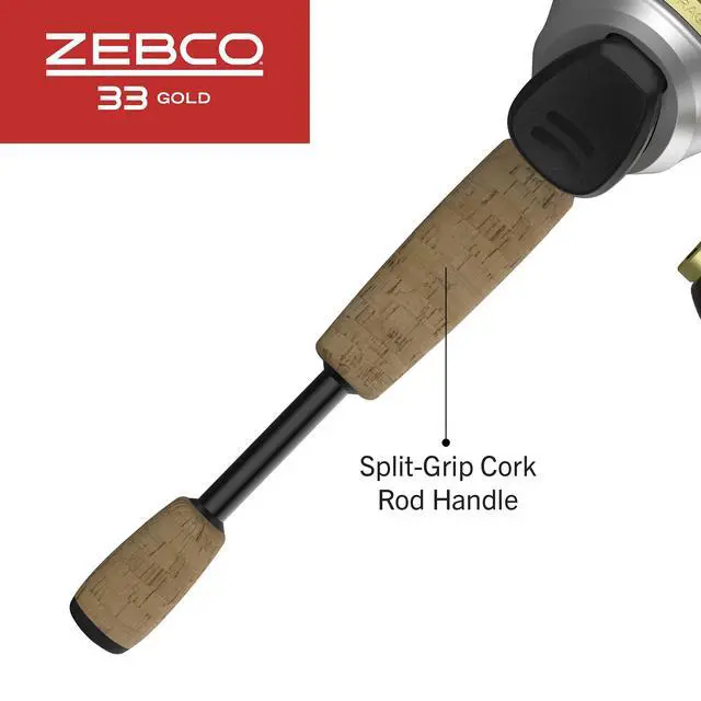 Alt view image 6 of 7 - 33 Spincast Reel and 2-Piece Fishing Rod Combo, Fiberglass Rod with Comfortable Split-Grip Cork Handle, Instant Anti-Reverse Fishing Reel