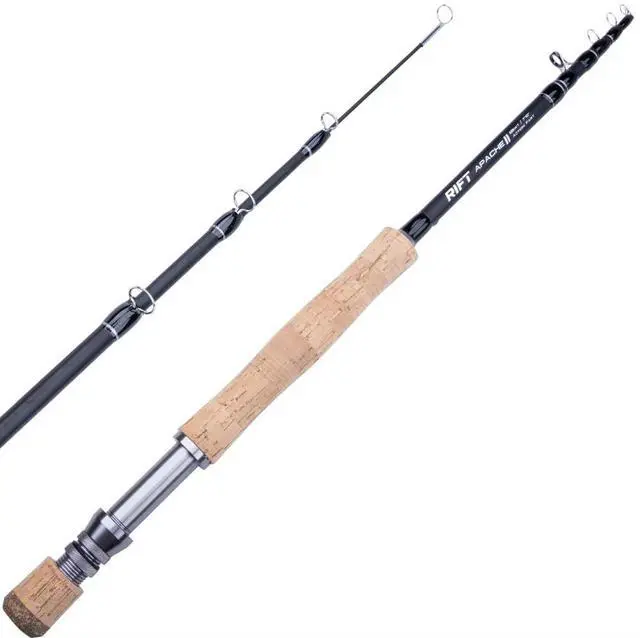 Main image of Apache II Fly Fishing Rod Carbon Fiber Telescopic Fishing Rod One-Piece Travel Fishing Rod Fast Action Fly Rod with Aluminum Reel Seat, Stainless Guides, and Folding Hook Keeper