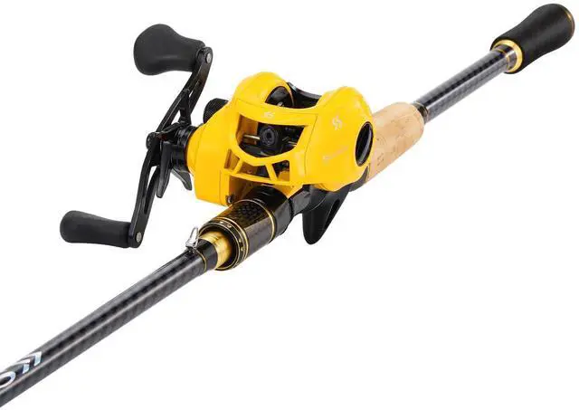 Main image of Baitcasting Fishing Combos, Carbon&Glass Fiber Composite 2 Piece Fishing Rods with Casting Reel- 6'0"