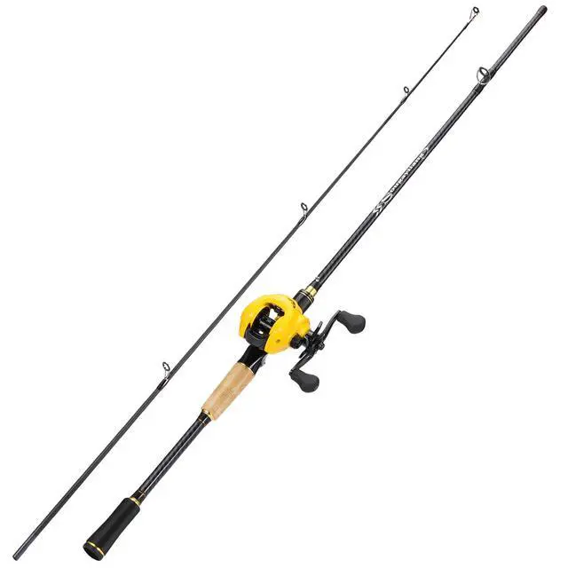 Alt view image 2 of 7 - Baitcasting Fishing Combos, Carbon&Glass Fiber Composite 2 Piece Fishing Rods with Casting Reel- 6'0"