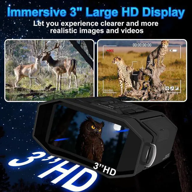 Alt view image 5 of 7 - Night Vision Goggles with 4000mAh Rechargeable Battery & 32GB Card, Backlit Buttons Infrared Night Vision Binoculars, Gifts for Men/Dad/Husband/Him, Camping Gear (Black)