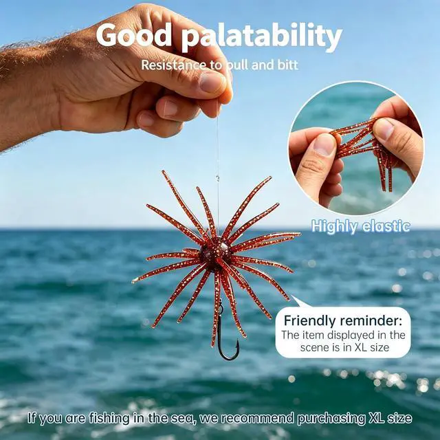 Alt view image 3 of 6 - 20 PCS Urchin baits for bassfishing, Multi Tentacle Sea Urchin Fishing Lures, for Saltwater Freshwater Trout Bass Redfish Grouper Inshore Offshore Fishing