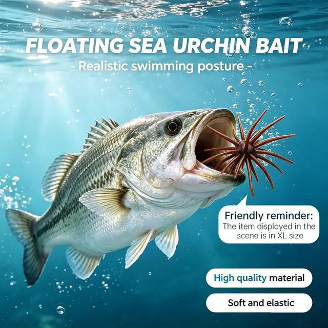 Alt view image 4 of 6 - 20 PCS Urchin baits for bassfishing, Multi Tentacle Sea Urchin Fishing Lures, for Saltwater Freshwater Trout Bass Redfish Grouper Inshore Offshore Fishing