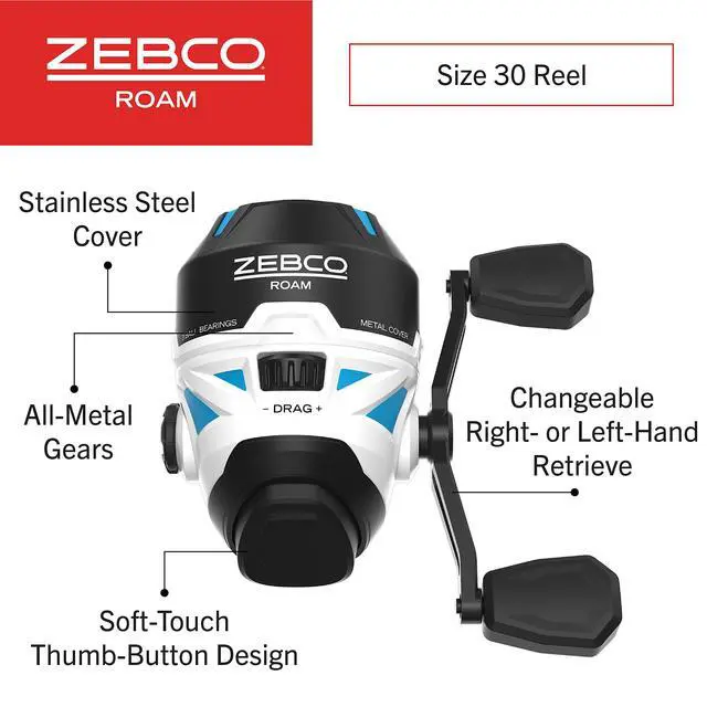 Alt view image 2 of 7 - Roam Spincast Fishing Reel, Right or Left-Hand Retrieve, Pre-Spooled with 10-Pound Fishing Line, Stainless Steel Front Cover