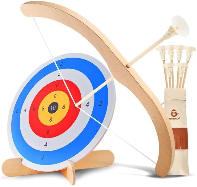 Main image of ® Kids Bow and Arrow Set | Wooden Archery Toy for Boys & Girls Ages 3+, Bow and Arrow for Kids | Includes 6 Suction Cup Arrows, Wooden Target & Cotton Quiver | Indoor & Outdoor Play