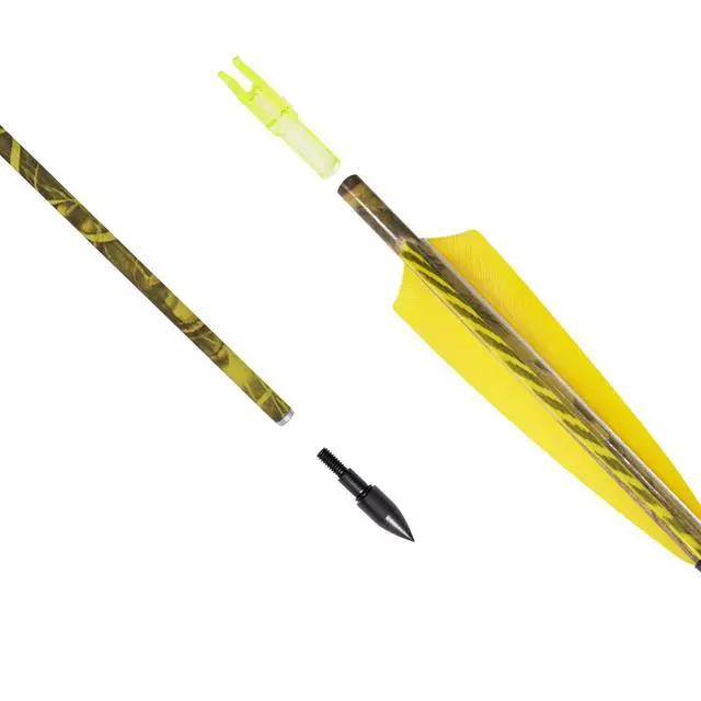 Alt view image 7 of 7 - 31Inch Carbon Arrow, Practice Hunting Arrows, Camo Turkey Feather Fletching, Arrows for Compound & Recurve Bow with Removable Tips Adjustable Nocks