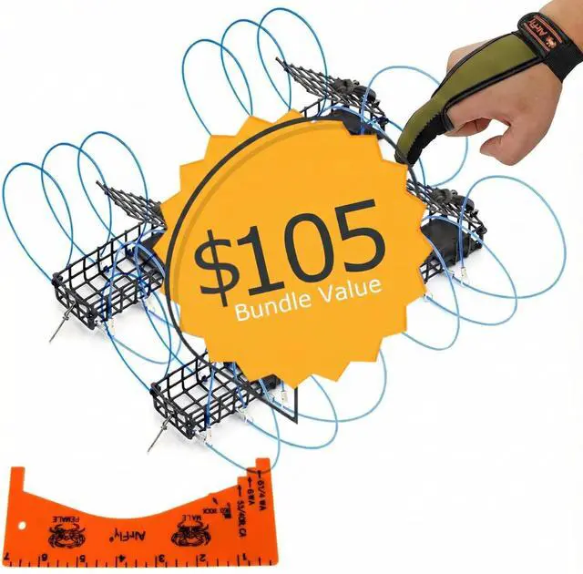 Alt view image 2 of 7 - Castable Crab Trap for Pier, Jetty & Surf - 6-Loop Fishing Pole Crab Trap | Dungeness, Blue & Rock Crabs | Lead-Free | CA, OR, WA, MD & FL, Made in USA