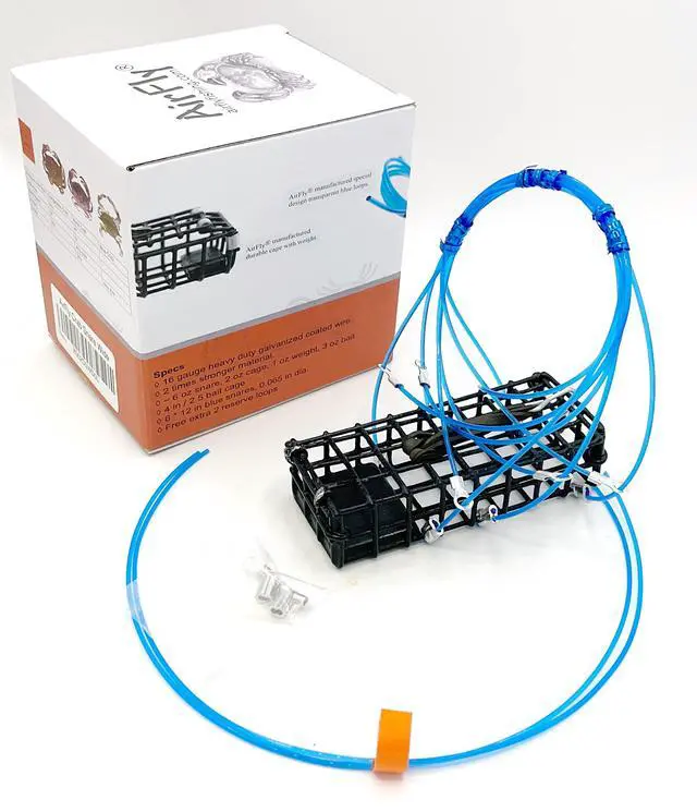 Alt view image 3 of 7 - Castable Crab Trap for Pier, Jetty & Surf - 6-Loop Fishing Pole Crab Trap | Dungeness, Blue & Rock Crabs | Lead-Free | CA, OR, WA, MD & FL, Made in USA