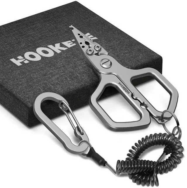 Main image of 17-4 Fishing Pliers, Saltwater Resistant Fishing Scissors,Tungsten Cutters, Knot Tying Tool with Lanyard, Split Ring Hook Remover, Gifts for Men