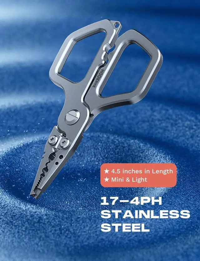 Alt view image 2 of 7 - 17-4 Fishing Pliers, Saltwater Resistant Fishing Scissors,Tungsten Cutters, Knot Tying Tool with Lanyard, Split Ring Hook Remover, Gifts for Men