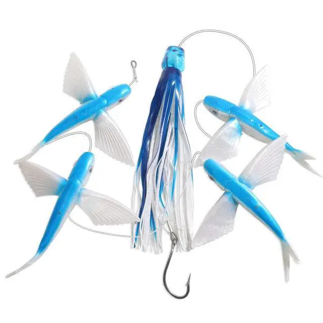 Main image of Flying Fish Fishing Trolling Lures Baits with Rigged Hook 9/0 for Marlin Tuna Mahi Dolphin Durado Wahoo Big Game Saltwater Fishing Tackle