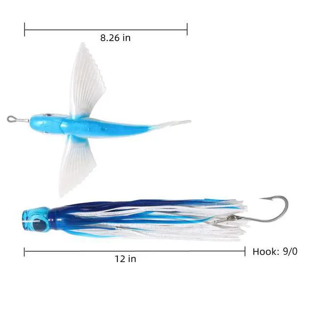 Alt view image 2 of 5 - Flying Fish Fishing Trolling Lures Baits with Rigged Hook 9/0 for Marlin Tuna Mahi Dolphin Durado Wahoo Big Game Saltwater Fishing Tackle