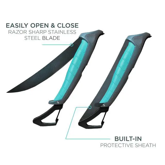 Alt view image 2 of 7 - Stowaway Fillet Knife, 8.5'' Razor Sharp Stainless-Steel Blade, Built-In Carabiner and Sheath, Non-Slip Handle