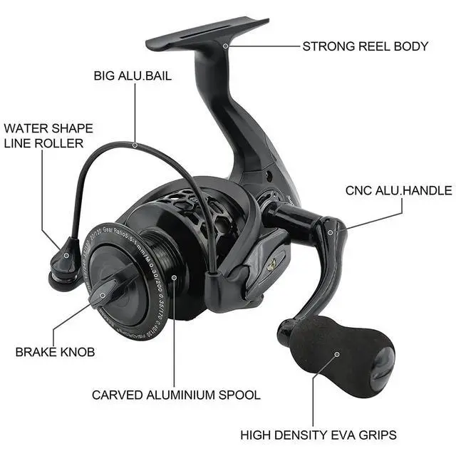 Alt view image 5 of 7 - Spinning Fishing Reels 12+1BB Ultra Lightweight Carved Aluminum Spool Reels Affordable Smooth Spinning Reels