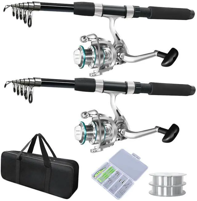Main image of 2PACK Fishing Pole Combo,Fishing Rod Combos with Telescopic Fishing Pole Spinning Reels Fishing Carrier Bag for Travel Saltwater Freshwater