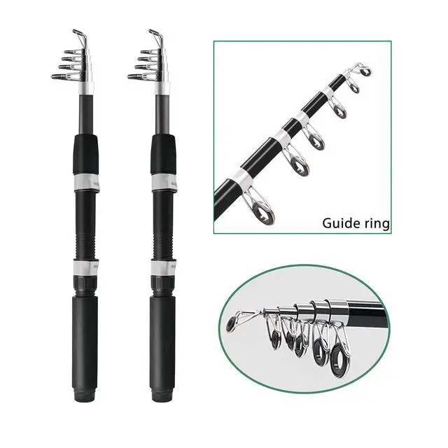 Alt view image 2 of 6 - 2PACK Fishing Pole Combo,Fishing Rod Combos with Telescopic Fishing Pole Spinning Reels Fishing Carrier Bag for Travel Saltwater Freshwater