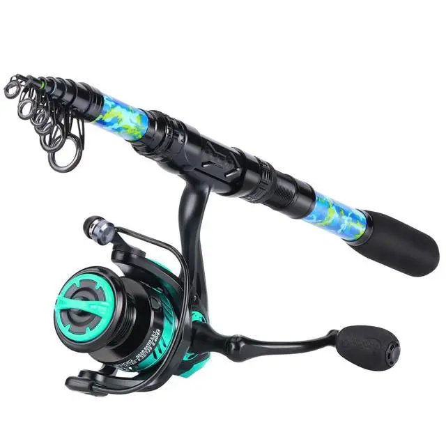 Alt view image 2 of 7 - Telescopic Fishing Rod and Reel Combo Full Kit with Carrier Bag, 11+1 Bearings Spinning Reel, Carbon Fiber Travel Pole for Bass, Trout, Catfish, Redfish Saltwater Freshwater