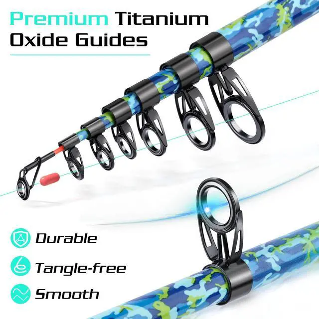Alt view image 3 of 7 - Telescopic Fishing Rod and Reel Combo Full Kit with Carrier Bag, 11+1 Bearings Spinning Reel, Carbon Fiber Travel Pole for Bass, Trout, Catfish, Redfish Saltwater Freshwater
