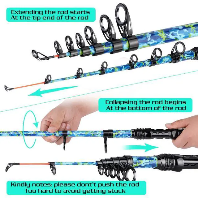 Alt view image 4 of 7 - Telescopic Fishing Rod and Reel Combo Full Kit with Carrier Bag, 11+1 Bearings Spinning Reel, Carbon Fiber Travel Pole for Bass, Trout, Catfish, Redfish Saltwater Freshwater