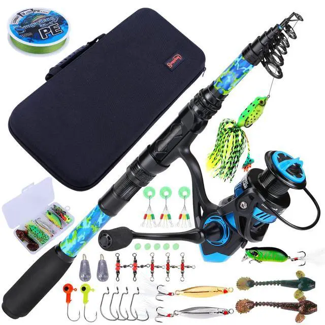 Main image of Telescopic Fishing Rod and Reel Combo Full Kit with Carrier Bag, 11+1 Bearings Spinning Reel, Carbon Fiber Travel Pole for Bass, Trout, Catfish, Redfish Saltwater Freshwater