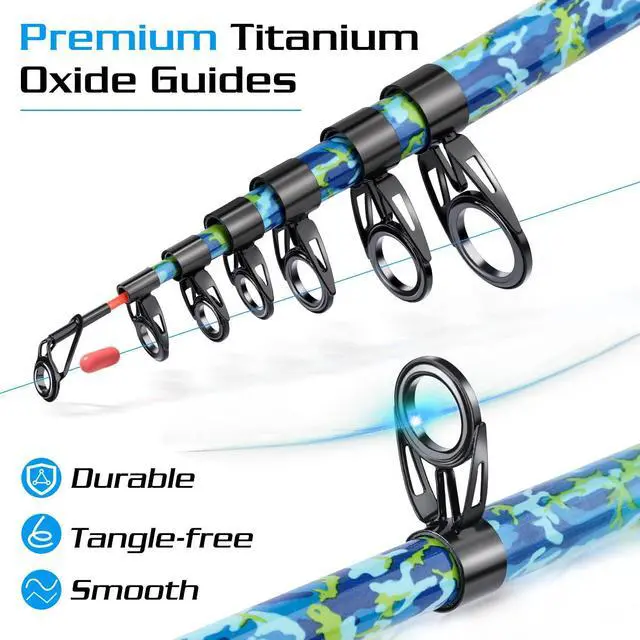 Alt view image 3 of 7 - Telescopic Fishing Rod and Reel Combo Full Kit with Carrier Bag, 11+1 Bearings Spinning Reel, Carbon Fiber Travel Pole for Bass, Trout, Catfish, Redfish Saltwater Freshwater
