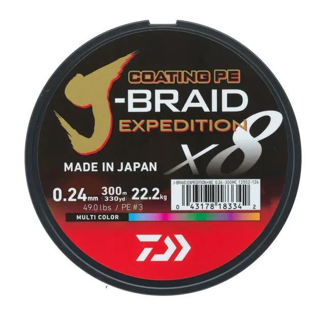 Alt view image 2 of 2 - J-Braid Expedition X8E, 300m, Multi-Color, Braided Fishing Line