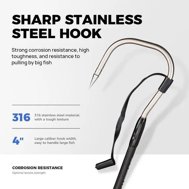 Alt view image 2 of 7 - Fishing Gaff Saltwater Fish Gaff with S316 Stainless Steel Fishing Hook Carbon Fiber Fishing Gaff