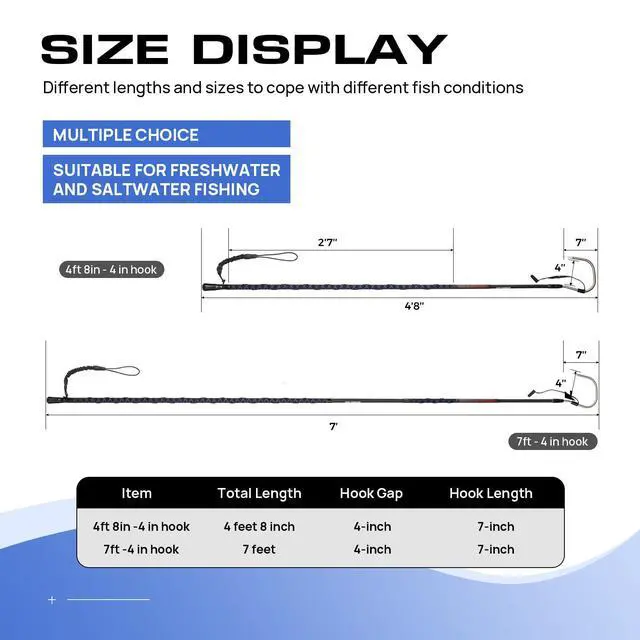 Alt view image 4 of 7 - Fishing Gaff Saltwater Fish Gaff with S316 Stainless Steel Fishing Hook Carbon Fiber Fishing Gaff