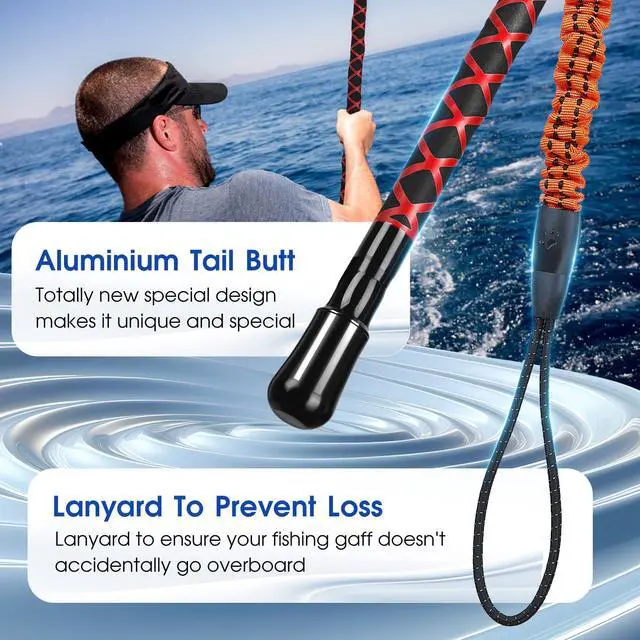 Alt view image 4 of 7 - Fishing Gaff Saltwater Fish Gaff with S316 Stainless Steel Fishing Hook Carbon Fiber Fishing Gaff