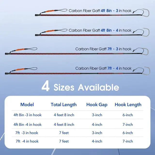Alt view image 5 of 7 - Fishing Gaff Saltwater Fish Gaff with S316 Stainless Steel Fishing Hook Carbon Fiber Fishing Gaff