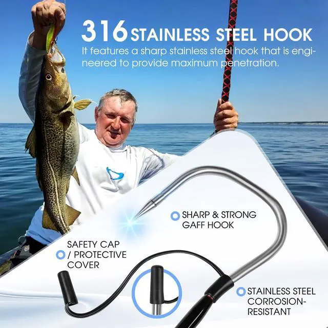 Alt view image 2 of 7 - Fishing Gaff Saltwater Fish Gaff with S316 Stainless Steel Fishing Hook Carbon Fiber Fishing Gaff