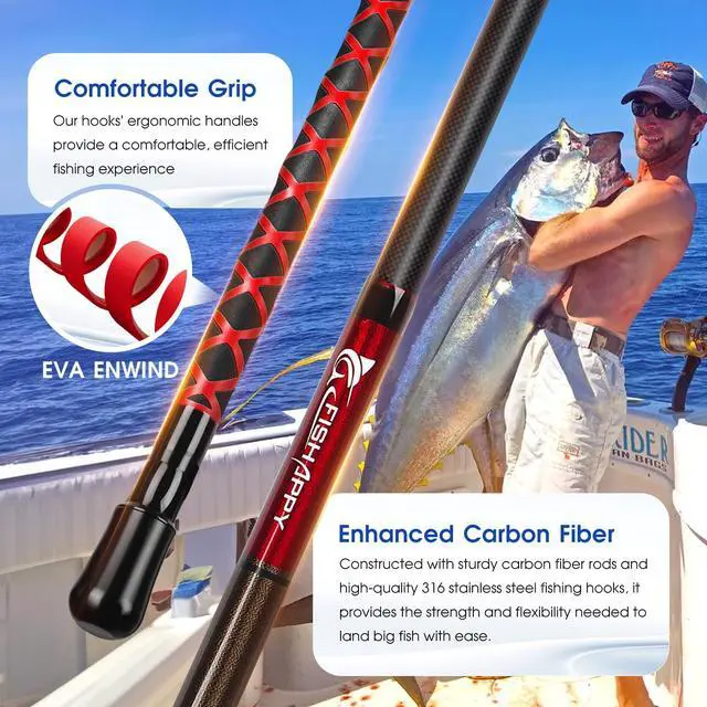 Alt view image 3 of 7 - Fishing Gaff Saltwater Fish Gaff with S316 Stainless Steel Fishing Hook Carbon Fiber Fishing Gaff
