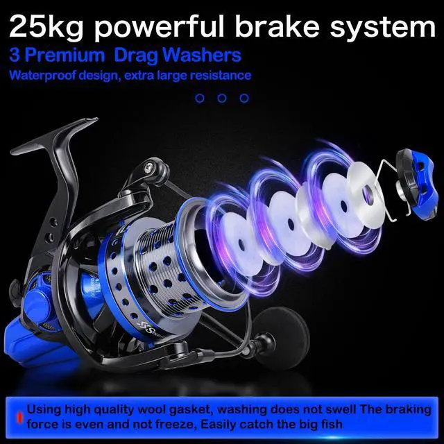 Alt view image 5 of 7 - Spinning Reels 10000 Series Surf Fishing Reels, Ultra Smooth Powerful with CNC Aluminum Spool, Inshore & Offshore Saltwater Fishing