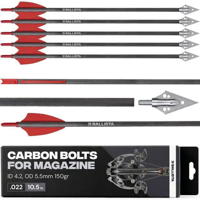 Main image of 10.5" Crossbow Bolts Carbon Arrows, Half-Moon Nocks, OD 5.5mm for BAT Regular and Reverse with Magazine