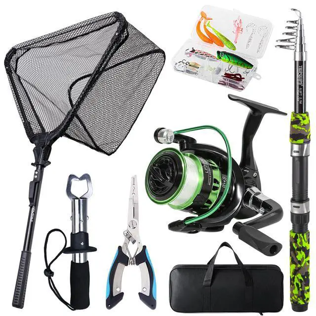 Alt view image 2 of 6 - Fishing Rod and Reel Combo with Fishing Net, 6.9ft Telescopic Fishing Pole Kit with Fishing Pliers, Lip Gripper, Fishing Lures,Pre-Loaded Spinning Reel Combo